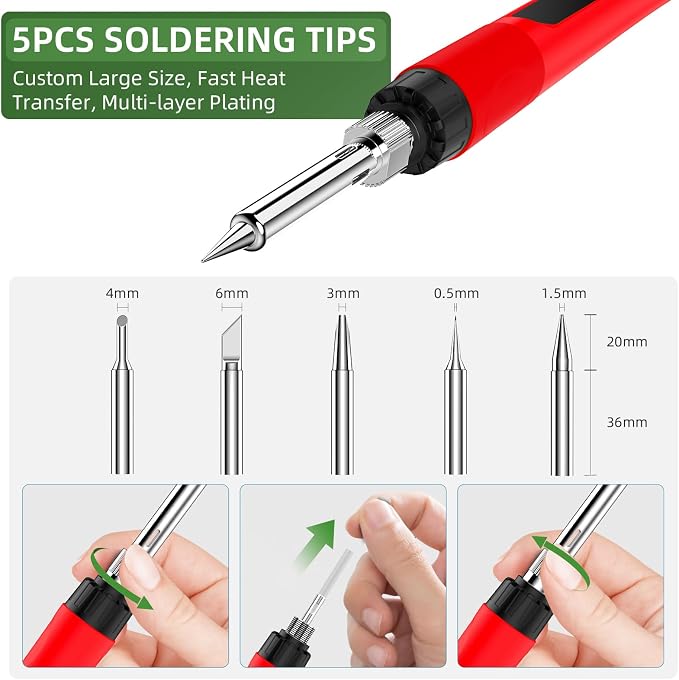 Soldering Iron Kit, 190W Soldering Gun, 110V LED Solder Kit - Image 6