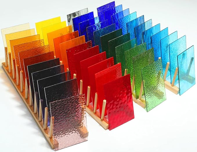 50 Transparent Stained Glass Sheets Bulk, Variety Colors Textured Cathedral Art - Image 2