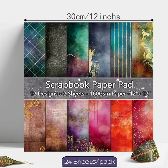 Scrapbook Paper Pad 12x12, Foil Floral Patterned Cardstock Paper Pads, - Image 2