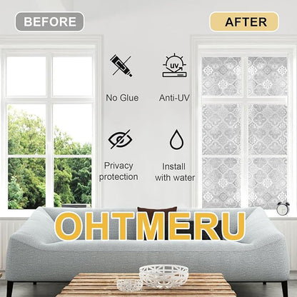 Window Privacy Film Decorative for Front Door, Bathroom Static Cling Stained - Image 3