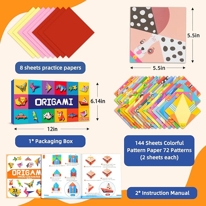 Origami Paper Kit for Kids Ages 5-8 8-12, 152 Sheets Origami Paper - Image 2