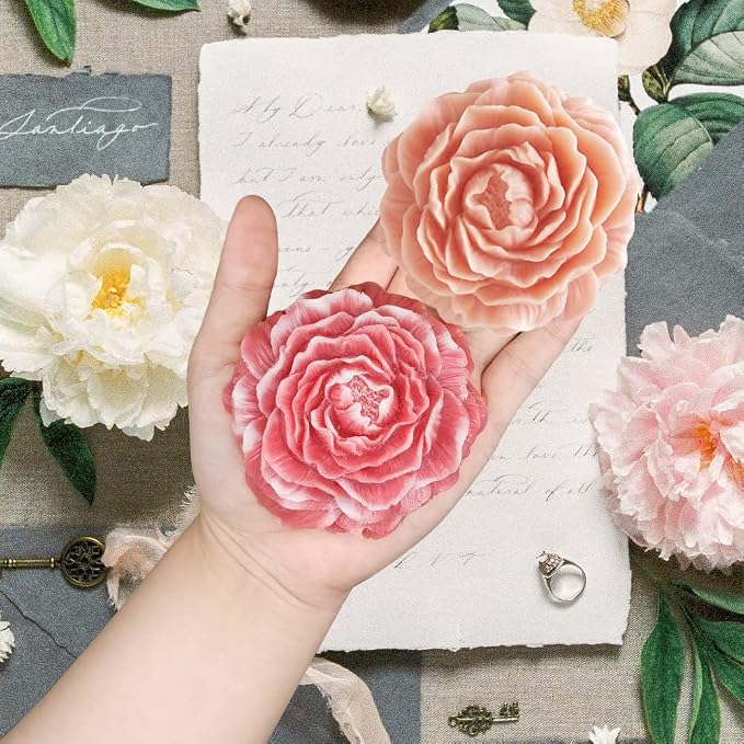 2PCS Peony Flower Silicone Soap Molds 3D Resin Candle Molds Flower Fondant - Image 6