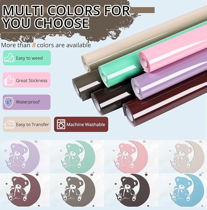 HTVRONT Puff Vinyl Heat Transfer -10" x 6ft Coffee 3D Puff Heat Transfer Vinyl - Image 3