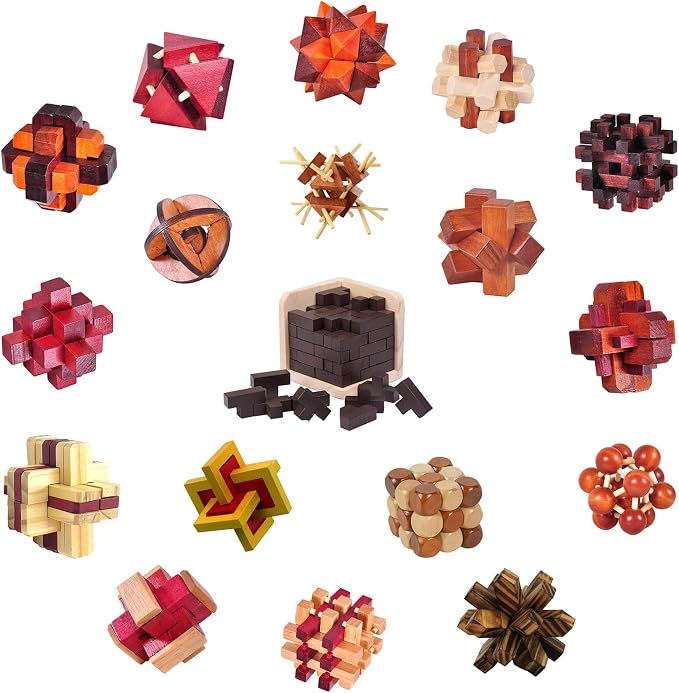 18 Pack Wooden Brain Teaser Puzzles Wooden Burr Puzzles Brain Teaser Puzzle - Image 7