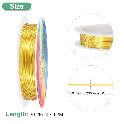 0.4 mm/26 Gauge Copper Wire for Jewelry Making, 30.2FT Copper Beading Craft - Image 3