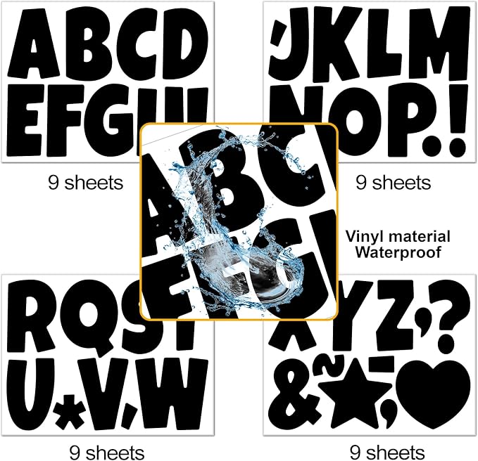 Bemeol Letter Stickers 351 Pieces 4 Inch Bulletin Board Letters Alphabet Cutout - Image 3