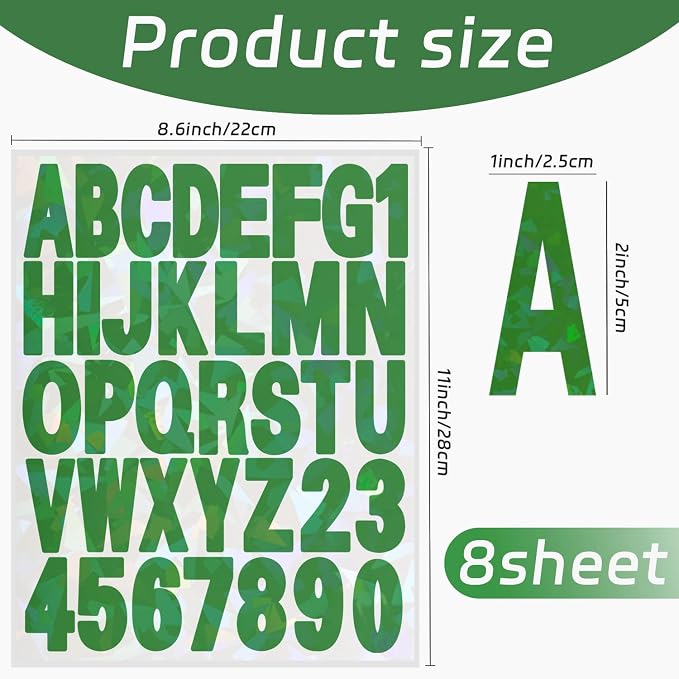 Starboling Letter Stickers, 2 inch 8 Sheets Green Alphabet Sticker, Self - Image 2