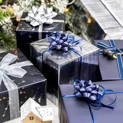WRAPAHOLIC 30 Inch Navy Blue Wrapping Paper - Image 3