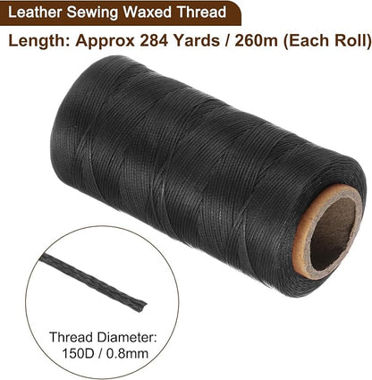 Uxcell 150D 0.8mm Flat Waxed Thread, 284 Yards Polyester, Leather Sewing Waxed - Image 3