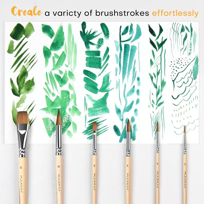 Sable Travel Watercolor Brushes, Fuumuui 6pcs Kolinsky Sable Watercolor Travel - Image 5