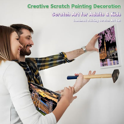 Scratch Art Painting Kit for Adults-8 Sheets A4 Rainbow Scratch Painting Paper - Image 7