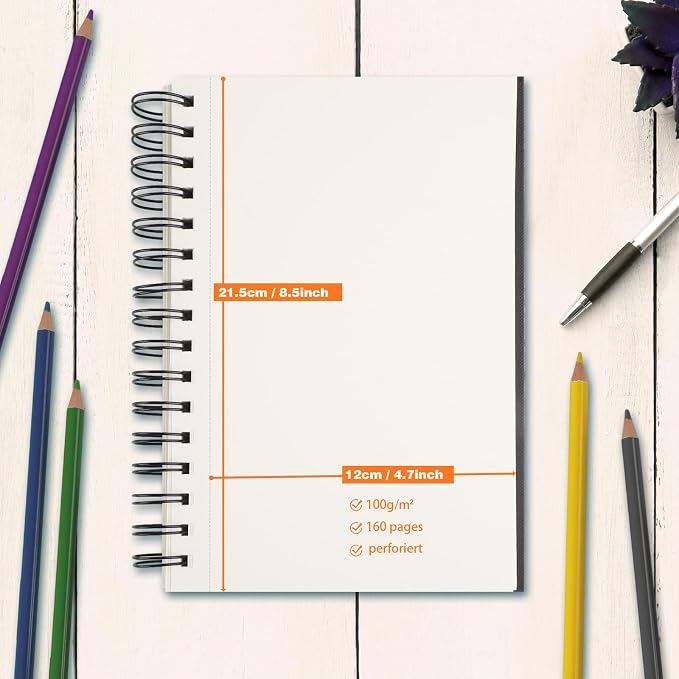5.5" x 8.5" Sketch Book ，2 Pack 80-Sheets，Double-Sided Hardbound Sketchbook - Image 4