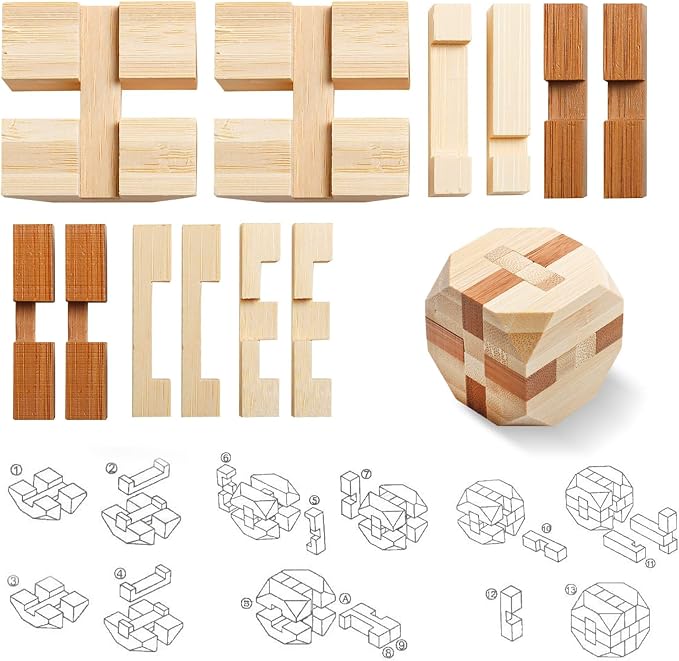 4 Pack Wooden Puzzle Games Brain Teasers Toy- 3D Puzzles - Image 6