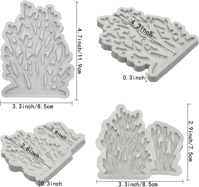 5 PCS Marine Theme Fondant Silicone Mold Seaweed Sea Fish Coral Sea Turtle - Image 2