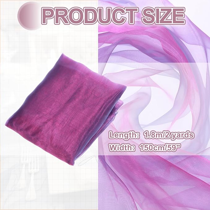 MECCANIXITY Iridescent Sheer Organza Fabric, 2 Yards x 59 Inches Solid - Image 2