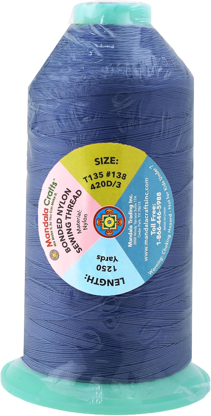 Mandala Crafts Bonded Nylon Thread Airforce Blue Heavy Duty Sewing Threads - Image 3