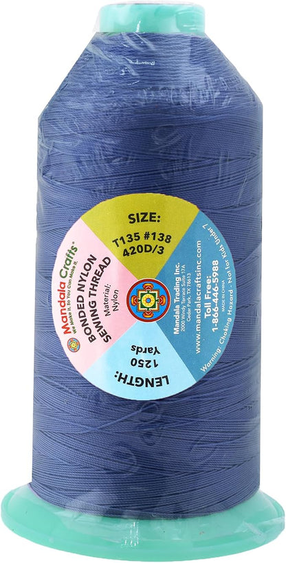 Mandala Crafts Bonded Nylon Thread Airforce Blue Heavy Duty Sewing Threads - Image 3