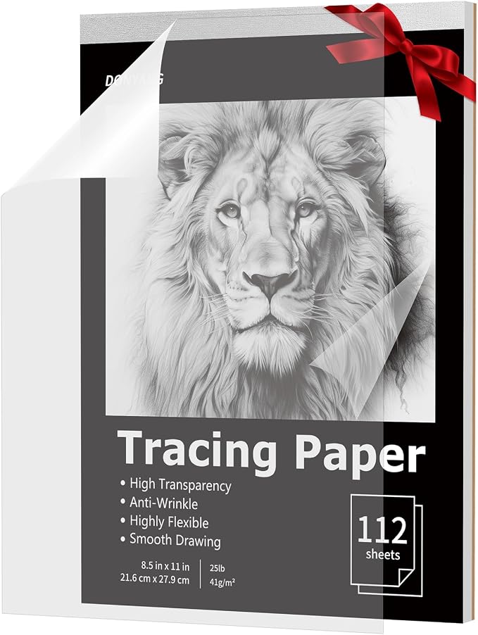 Tracing Paper 8.5x11 inch, 112 Sheets Transparent Vellum Paper by Donyang