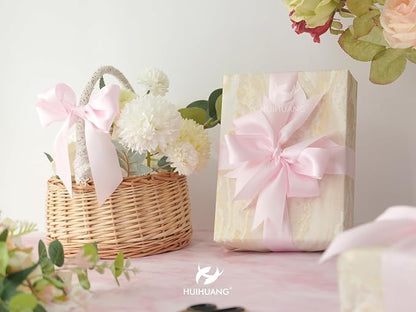 HUIHUANG Pink Satin Ribbon 1-1/2 inch x 100 Yards Light Pink Double-Faced Satin - Image 3