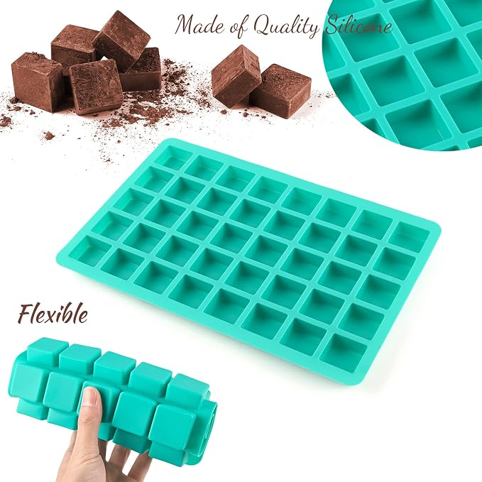 Sakolla 2 Pack Caramel Candy Molds, 40 Cavities Square Cube Silicone Molds - Image 4