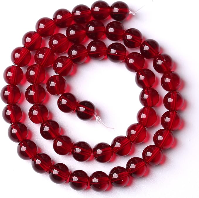 Smooth Garnet Red Glass Crystal Round Loose BeadsFor Jewelry Making DIY - Image 4