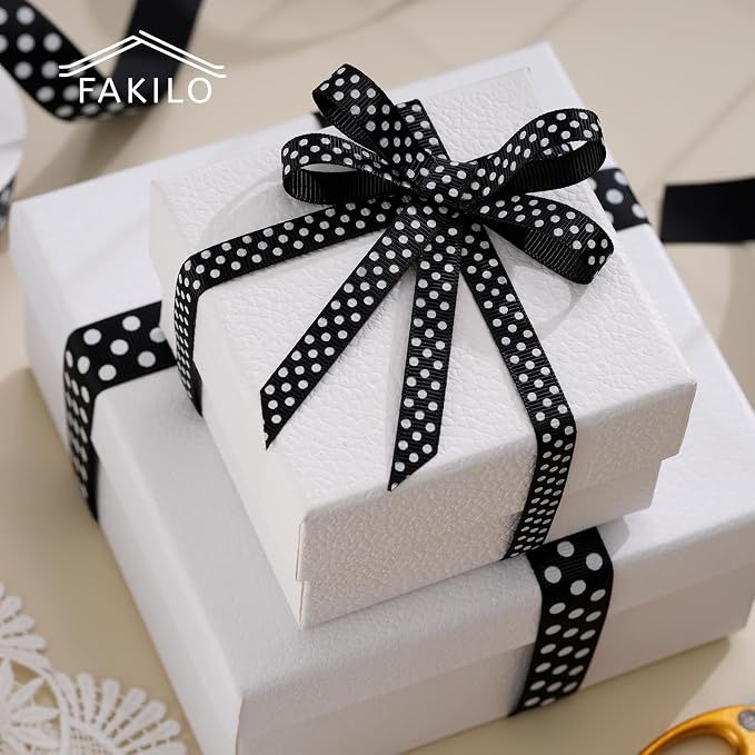 Polka Dot Grosgrain Ribbon 3/8 Inch, 25 Yards Spool Black and White Dot Craft - Image 3