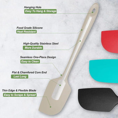 3 Pack Large Silicone Spatula for Kitchen, 600°F Heat resistant Rubber Spatulas - Image 3