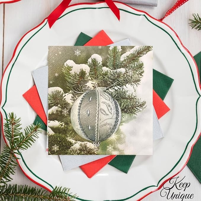 20-ct 13x13 Christmas Paper Decoupage Napkins, 3-Ply Servilletas Tissue Napkin - Image 5