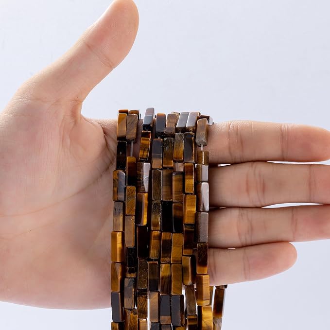 Natural Yellow Tiger Eye Rectangle Tube Beads 4x13mm 38cm/str Loose Semi - Image 2