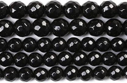 45pcs 8mm Natural Faceted Black Agate Stone Beads by NaturalStoneBeads