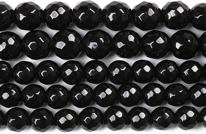 90pcs 4mm Natural Faceted Black Agate Stone Beads by NaturalStoneBeads