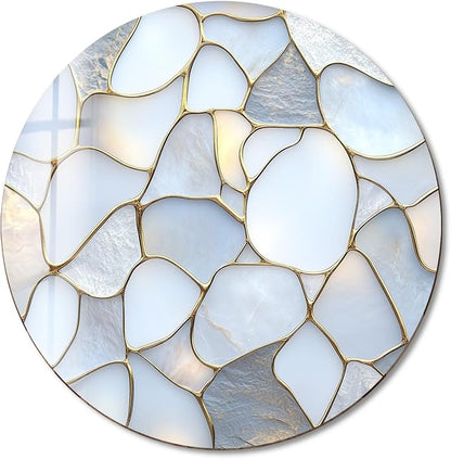 My Photostation.com 20'' Diameter White Stone Mosaic Round Glass Wall Art - Image 8