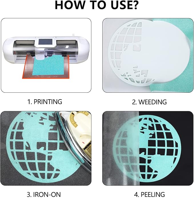 guangyintong Glow Glitter Cyan Heat Transfer Vinyl HTV Rolls, Glitter HTV Vinyl - Image 3