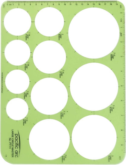 Pacific Arc Template: Large Circle Master, 11 Circles, 1.5" to 3.5" 8.5" x 11" by PacificArc