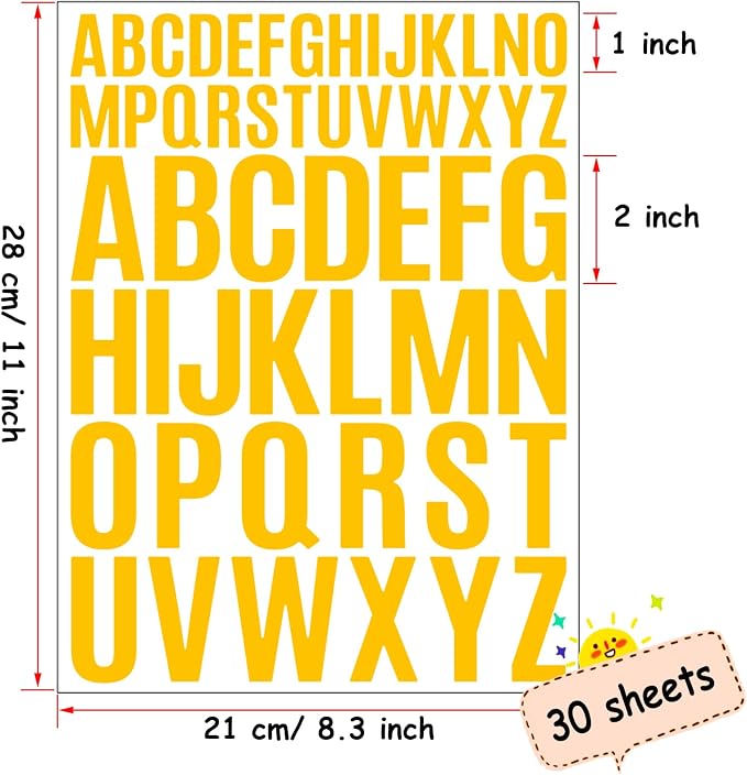 Bemeol Letter Stickers 1560 Pieces 30 Sheets Stick on Vinyl Letters Capital - Image 3