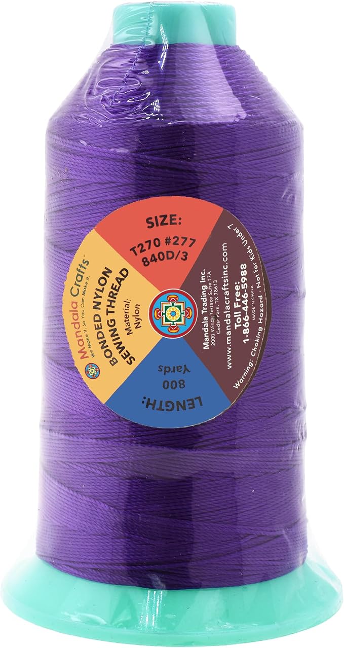 Mandala Crafts Bonded Nylon Thread True Purple Heavy Duty Sewing Threads - Image 3