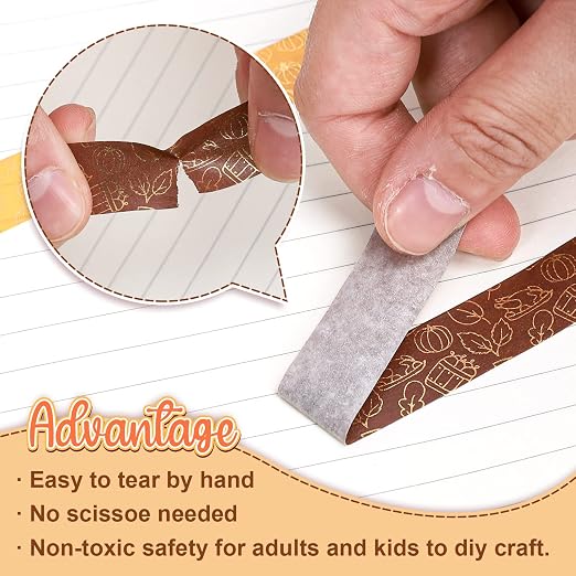 Whaline 12 Rolls Fall Washi Tapes Foil Gold Decorative Tape Autumn Gnome - Image 3