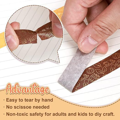 Whaline 12 Rolls Fall Washi Tapes Foil Gold Decorative Tape Autumn Gnome - Image 3