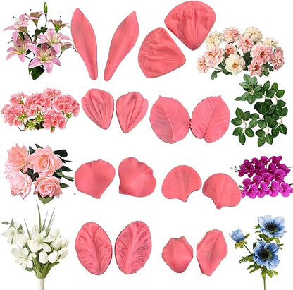 Gumpaste Flower Silicone Veiner Mold 8 Set, Fondant Flower Mold Leaf Tulip by EAHAUCIR