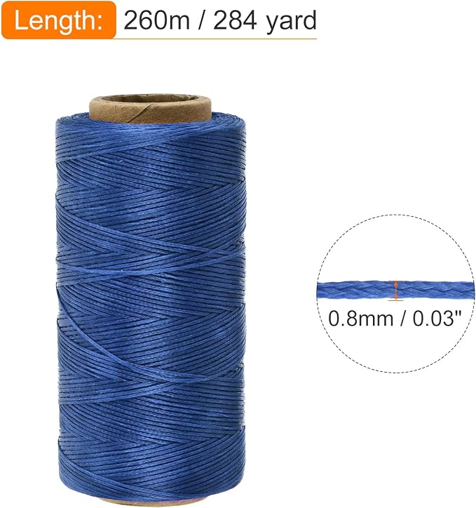 MECCANIXITY Waxed Thread, 284 Yard 0.8mm 150D Flat Wax Thread Polyester Waxed - Image 2