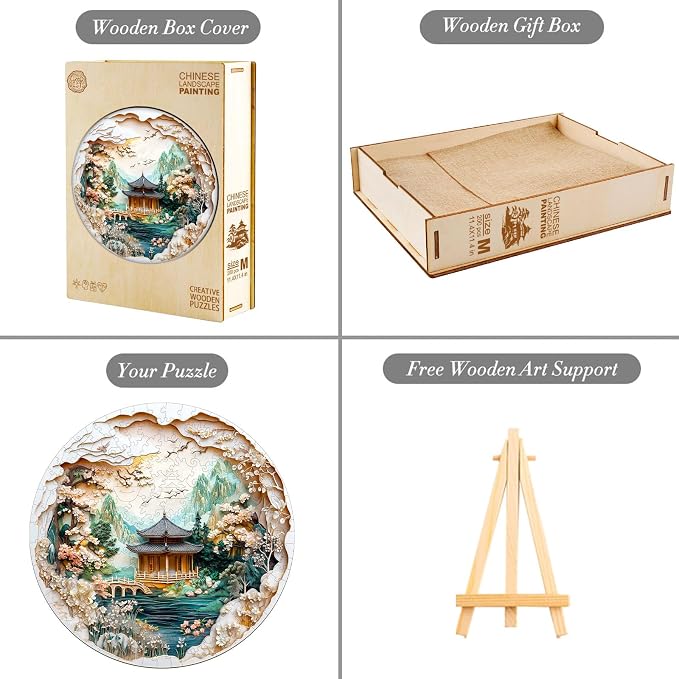 KAAYEE Wooden Puzzles for Adults, 3D Visual Effect Chinese Landscape Painting - Image 3
