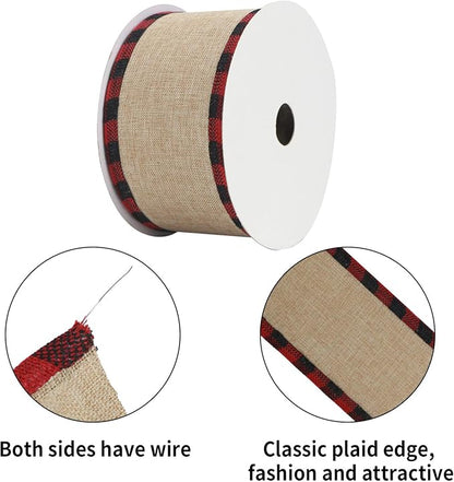 MEEDEE Burlap Christmas Ribbon Wired Burlap Ribbon 2.5 Inch 10 Yards Fall - Image 4