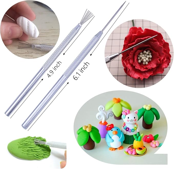 Artzuvs 14Pcs Ceramic Pottery Clay Ribbon Sculpting Tools Kit Wire Texture and - Image 5