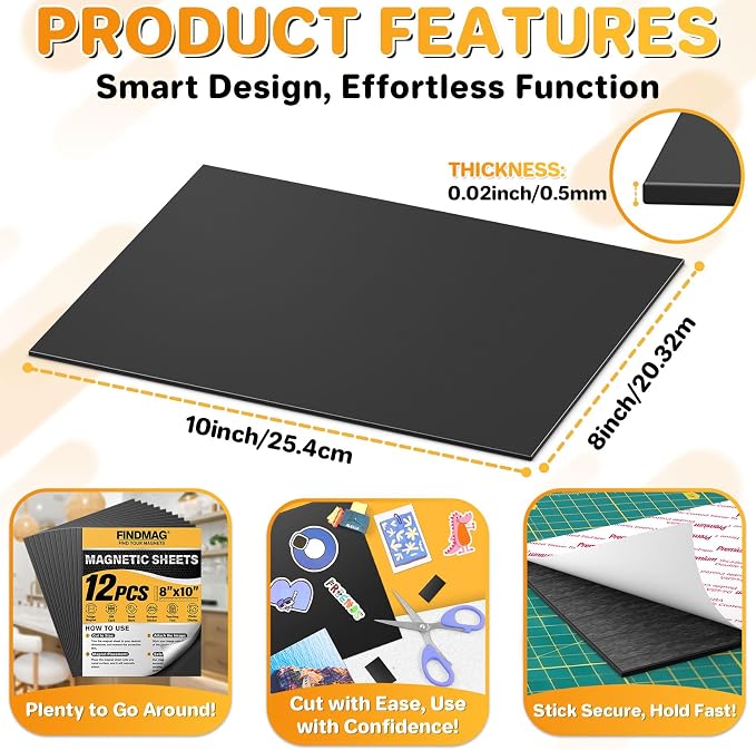 FINDMAG Magnetic Sheet, 5” x 7”, Sticker Magnets - Image 2