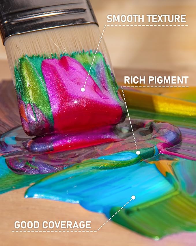 Nicpro Iridescent Pink Acrylic Paint, 8.45oz / 250ml Large Bottle Pink Metallic - Image 4