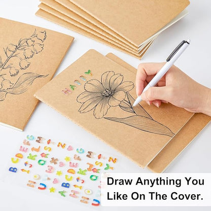 feela 8 Pack Unlined Kraft Paper Notebooks, Blank Journal Note Pad - Image 3