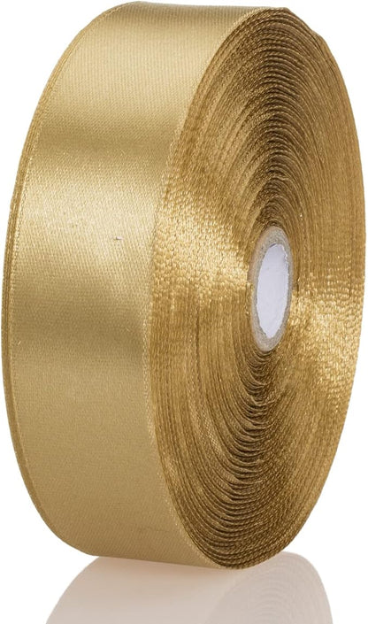1 Inch Champaign Gold Solid Satin Ribbon, 50 Yards Craft Fabric Ribbon - Image 7