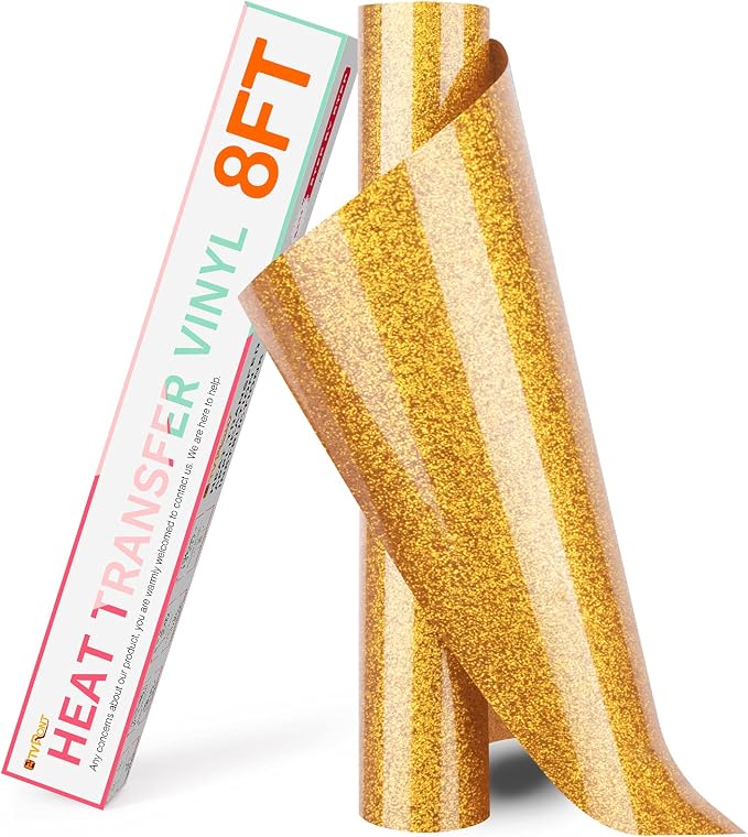 HTVRONT Gold Glitter HTV Heat Transfer Vinyl Rolls by HTVRONT