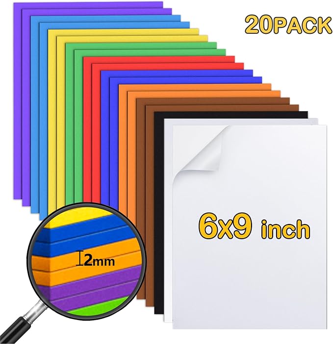 MEARCOOH 20pack 10 Colors Self Adhesive Foam Sheets 6x9 Inch 2mm, Sticky Eva - Image 2
