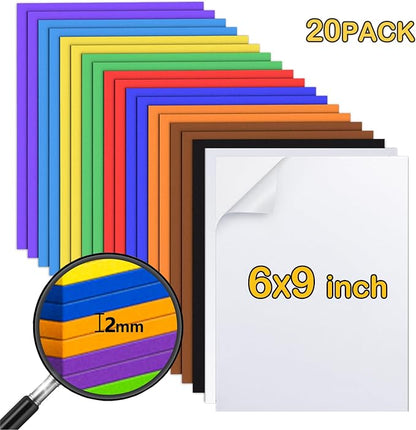 MEARCOOH 20pack 10 Colors Self Adhesive Foam Sheets 6x9 Inch 2mm, Sticky Eva - Image 2